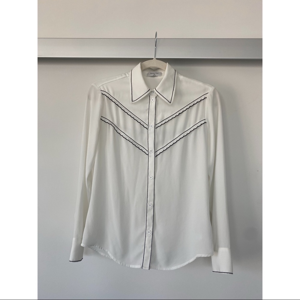 Cowboy western white Aritzia Babaton blouse size xxs